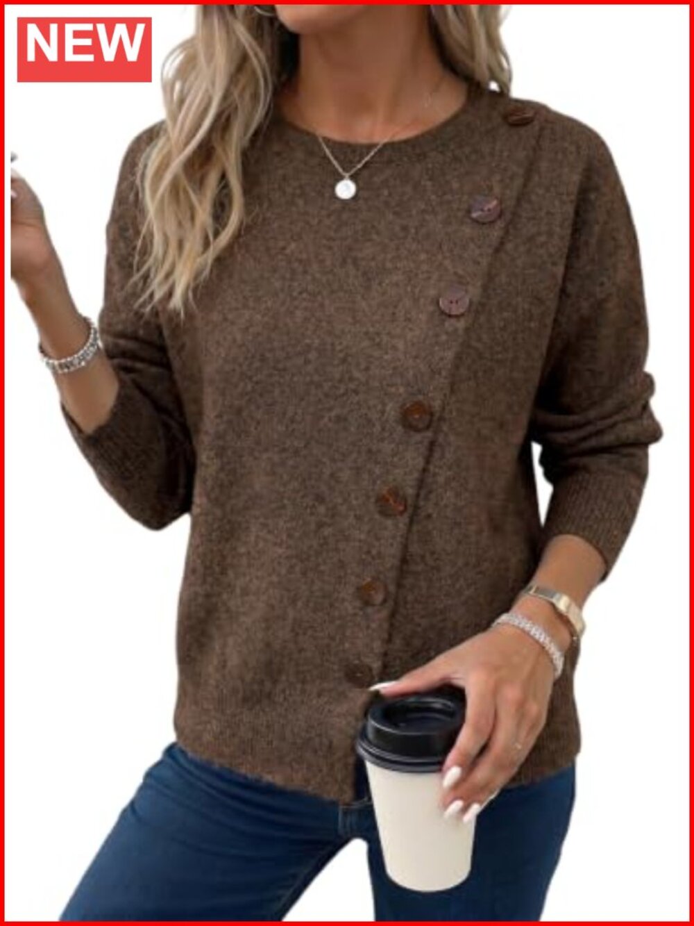 Dokotoo Women's Crewneck Pullover Sweater Long Sleeve Knit Top